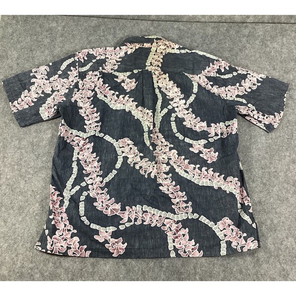 Cooke Street Honolulu Mens XL Hawaiian Floral Blue Button Camp Shirt U.S.A Made - Picture 5 of 15